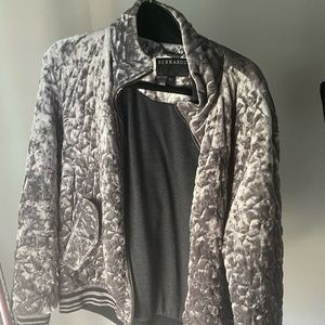 Grey velvet bomber jacket - Size L